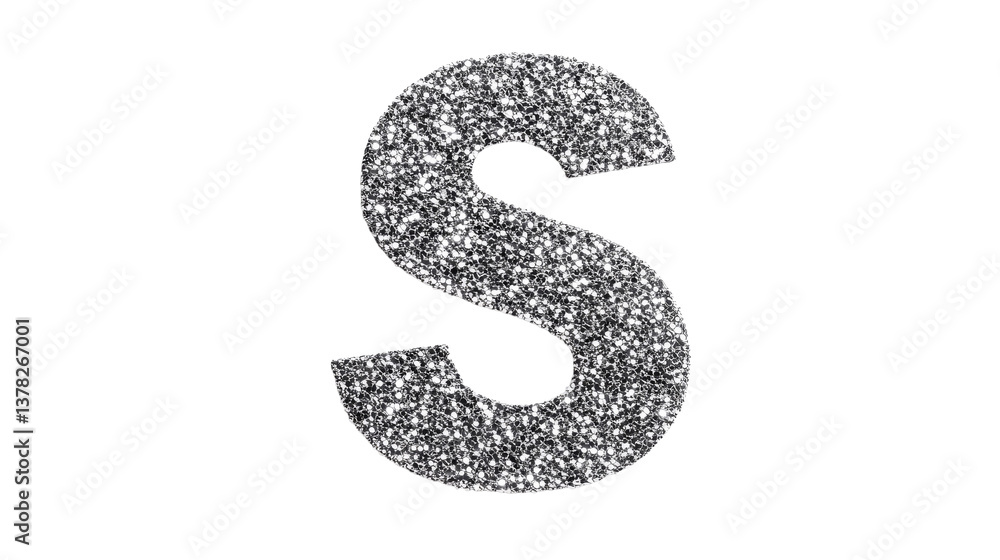 Glittering Silver Letter S on Black Background, cut out transparent Glittering Silver Letter S on Black Background, cut out transparent