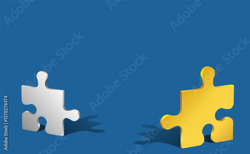 3D puzzles, a puzzle game, a family game.
 Puzzle fragment, background , copy space, vector image