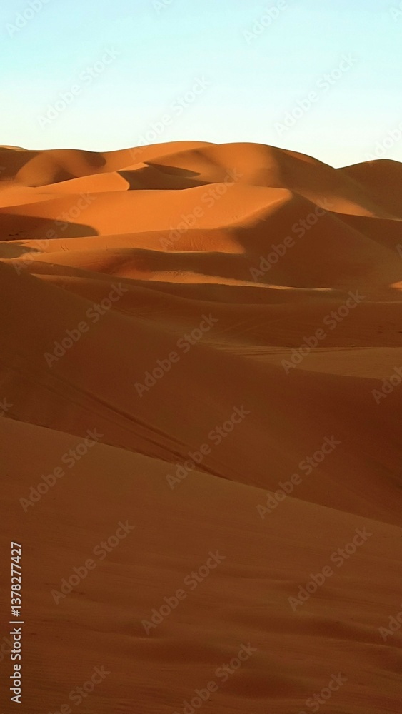 Majestic Desert Sand Dunes at Sunset Merzouga Erg Chebbi of Morocco