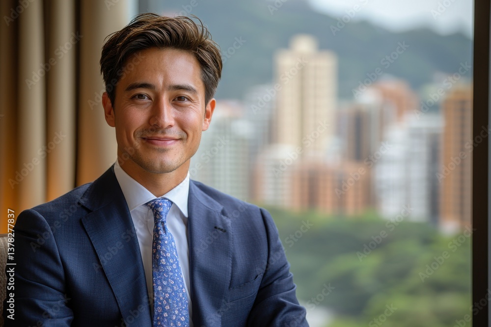 A man in a suit and tie is smiling at the camera A man in a suit and tie is smiling at the camera