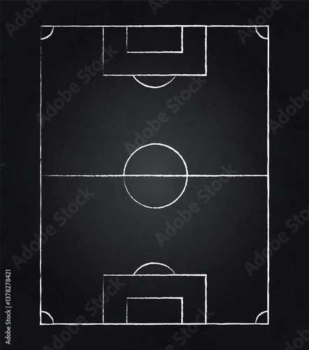 Blackboard background with painted official football markings - Vector illustration