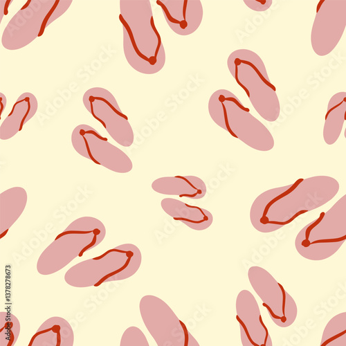 Seamless summer flip flop pattern beach footwear minimalist vector background. Vector illustration