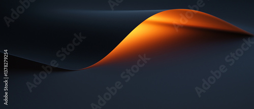 Minimal dark abstract shape with glowing orange light, ideal for concept, business visuals, design, and modern backgrounds