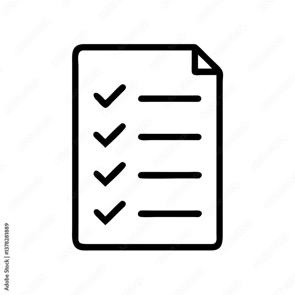 Checklist document with check marks on a white background Checklist document with check marks on a white background