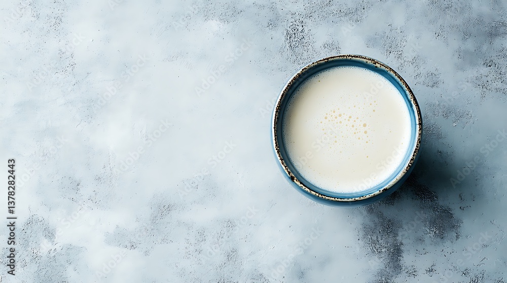 Creamy cauliflower soup with blue bowl on a light slate concrete background Creamy cauliflower soup with blue bowl on a light slate concrete background