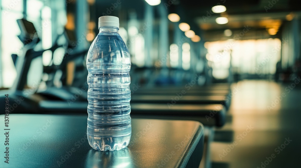 Staying hydrated plastic bottle in gym fitness exercise health wellness Staying hydrated plastic bottle in gym fitness exercise health wellness
