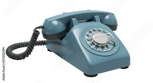 Isolated Vintage Blue Rotary Telephone