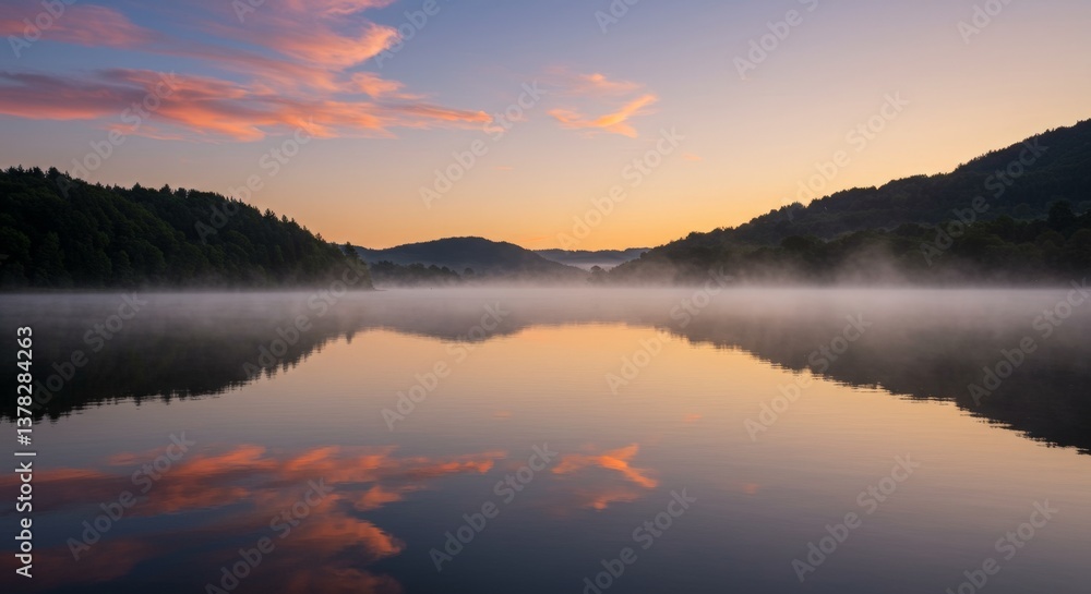 Fototapeta premium Serene Sunrise Lake Reflection