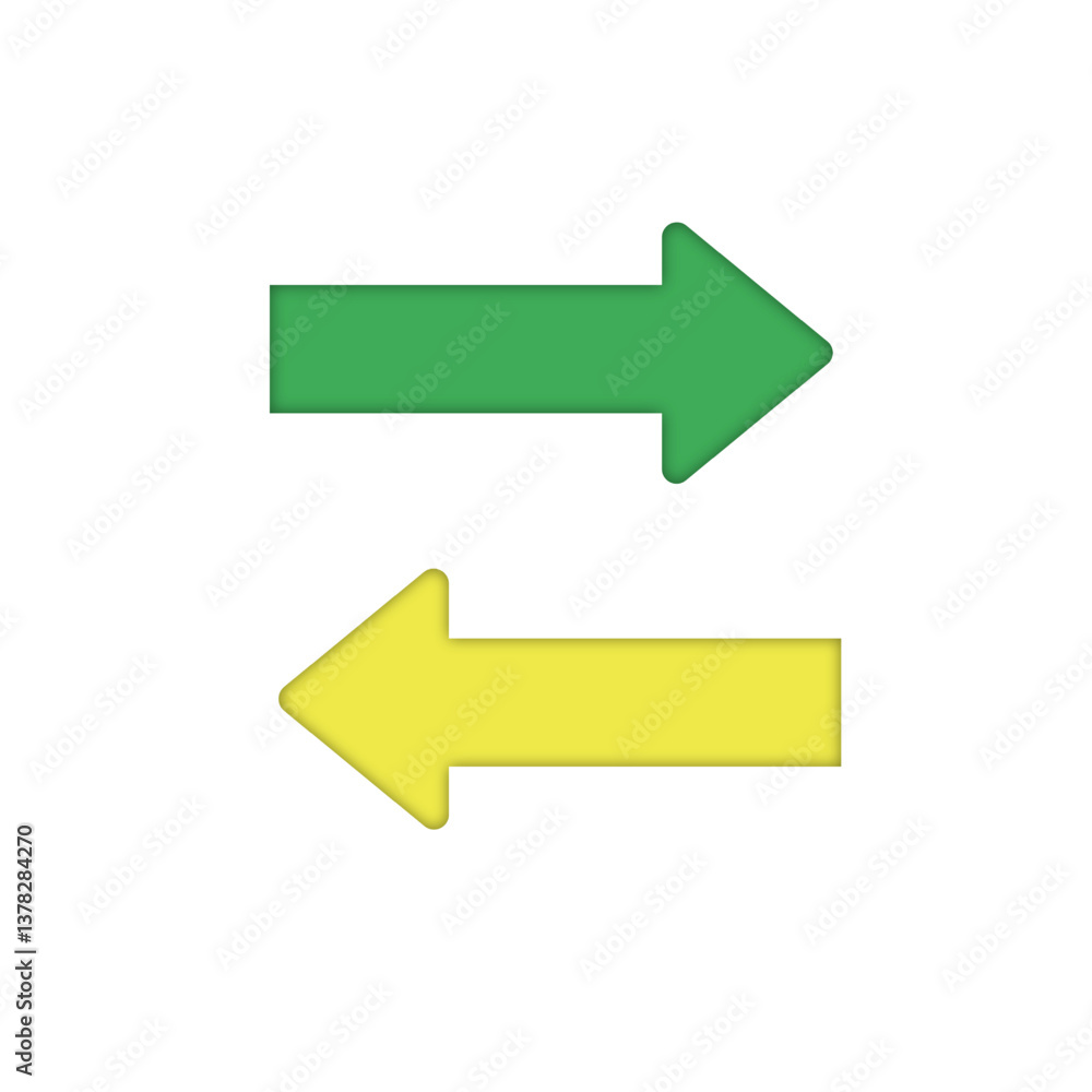 yellow and green arrow isolated on white yellow and green arrow isolated on white