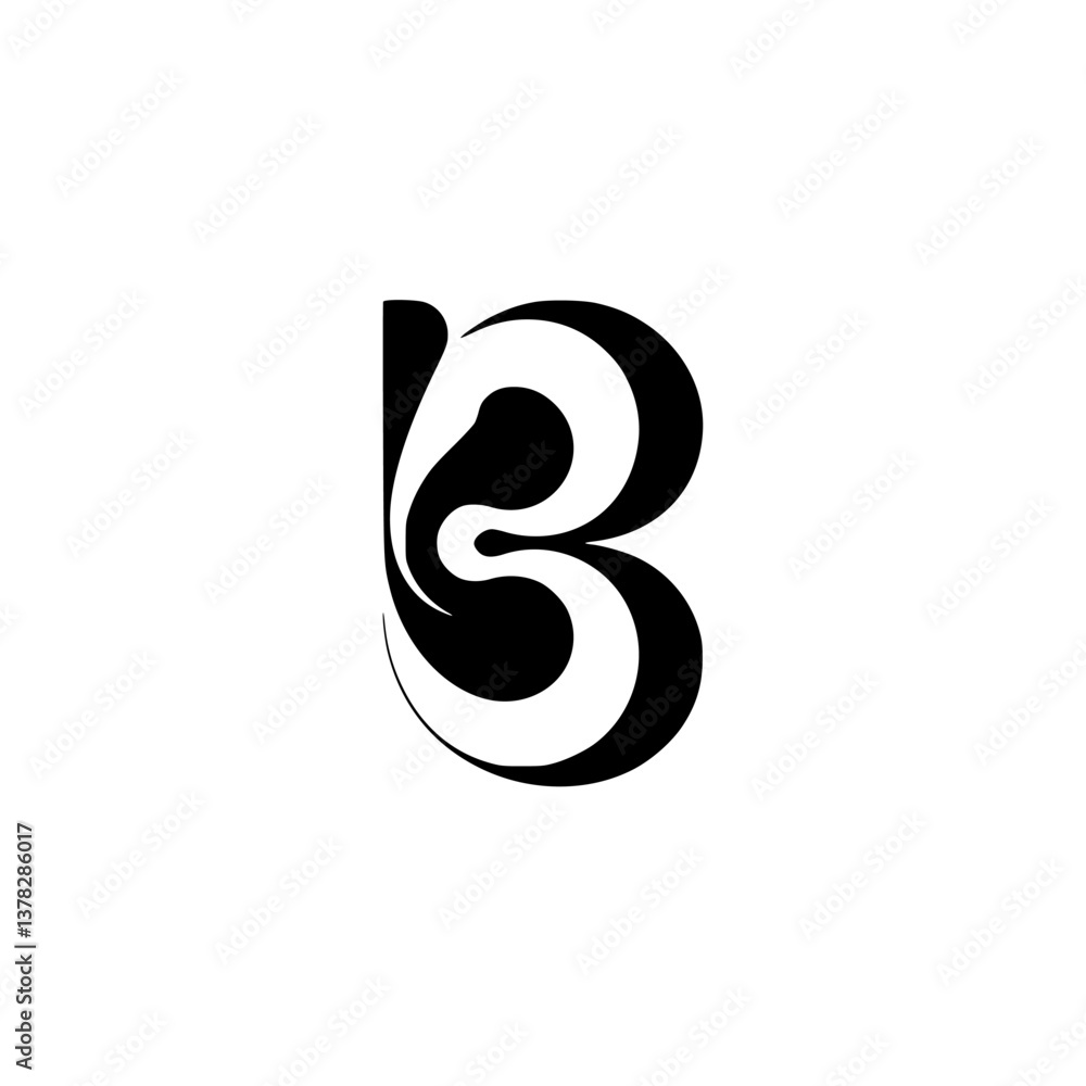 Modern Abstract Black and White Letter Modern Abstract Black and White Letter