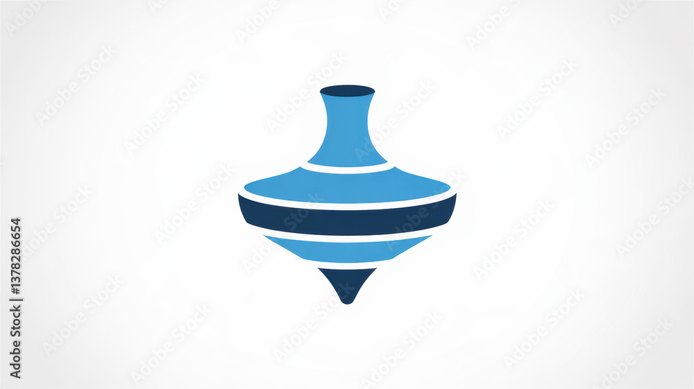 Blue and black spinning top illustration in simplified vector style, representing classic toys and movement Blue and black spinning top illustration in simplified vector style, representing classic toys and movement