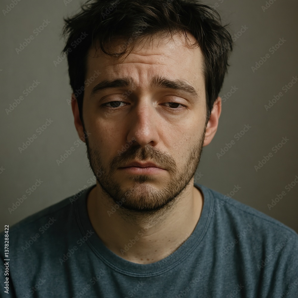 Sad Man with Downcast Eyes Sad Man with Downcast Eyes