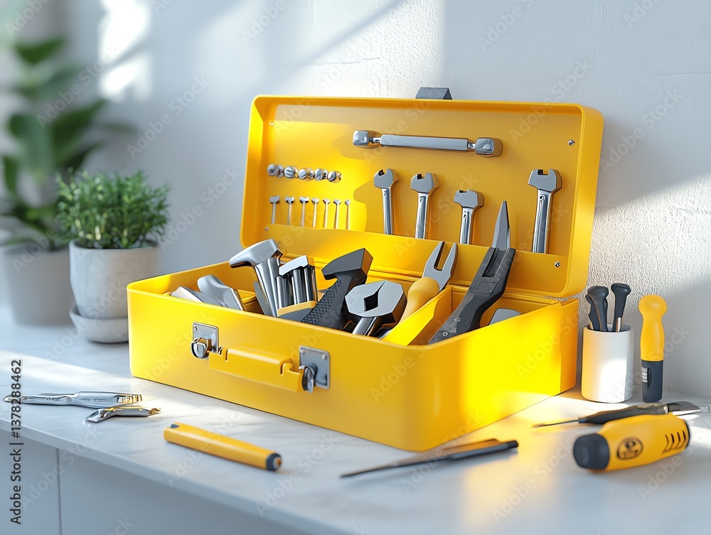 custom made wallpaper toronto digital A modern 3D rendered illustration of a toolbox
