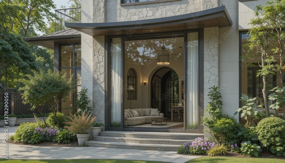 Fototapeta premium Outside the home, a contemporary window frame