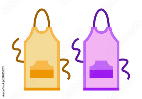 Dos delantales para cocinero amarillo y rosa