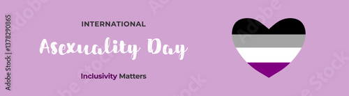 International Asexuality Day vector banner with an asexual pride flag in a heart shape. Celebrating Diversity, Embracing Inclusivity, and Recognizing the Importance of Understanding Asexual Identities