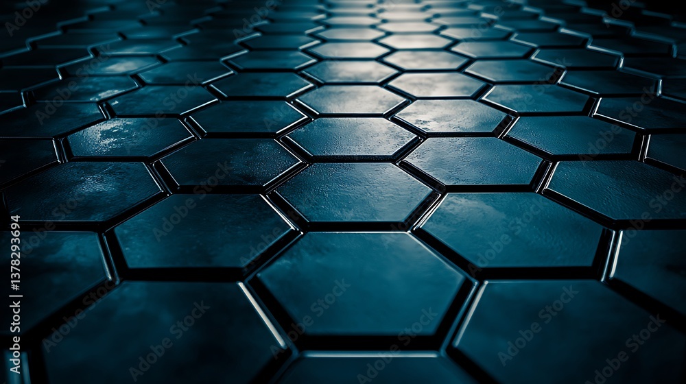 Obraz premium Dark Teal Hexagon Pattern Background