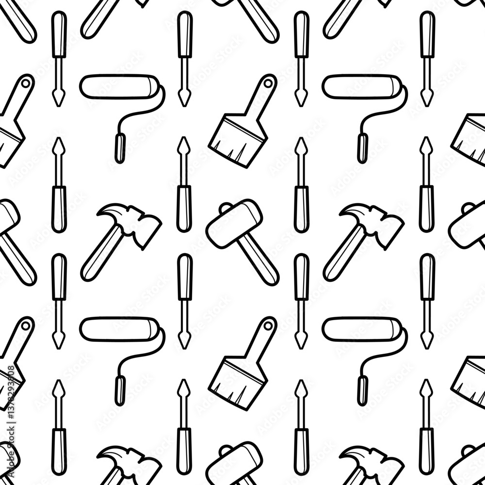 Naklejka premium seamless pattern of hand drawn tools
