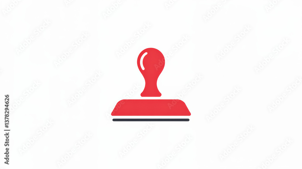 Red Rubber Stamp Icon – Flat Minimal Design on White Background Red Rubber Stamp Icon – Flat Minimal Design on White Background