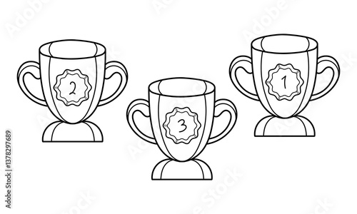 hand drawn 1st, 2nd and 3rd place trophies