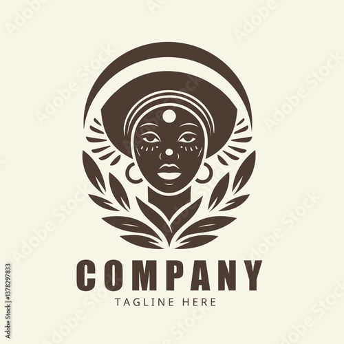 Afro american logo woman beauty illustration
