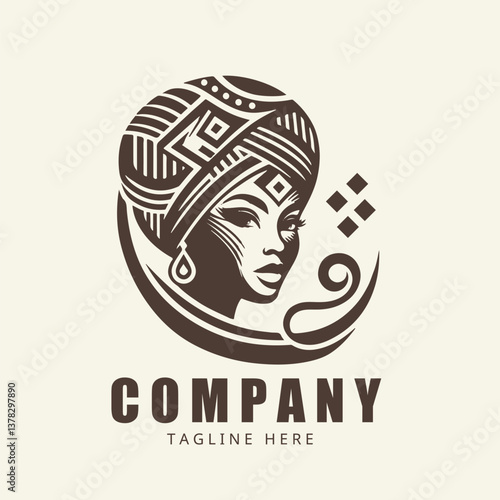 Afro american logo woman beauty illustration