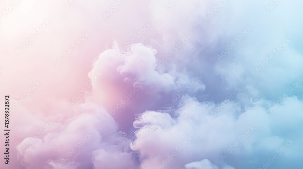 Fototapeta premium Dreamy pastel cloudscape ethereal soft light delicate swirls of pink purple and blue hues create a tranquil and peaceful atmosphere perfect for backgrounds dreamy mood