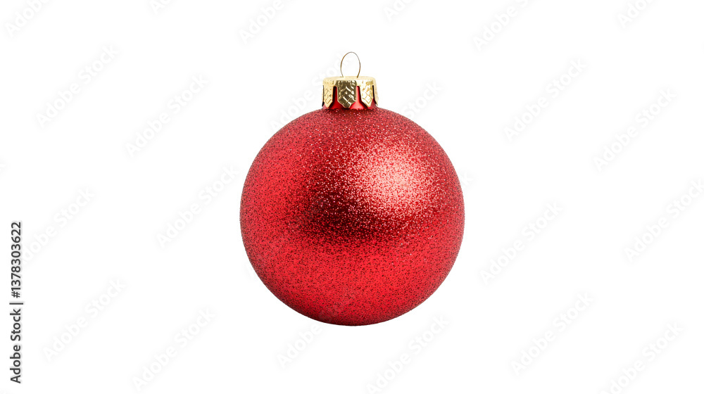 Red Christmas ball decoration with gold trim, cut out transparent Red Christmas ball decoration with gold trim, cut out transparent