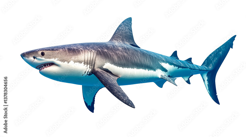 Great white shark, swimming marine predator, open mouth, cut out transparent Great white shark, swimming marine predator, open mouth, cut out transparent