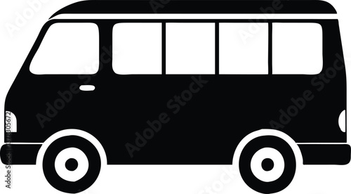 Isolated Black Van with White Trim on Transparent Background