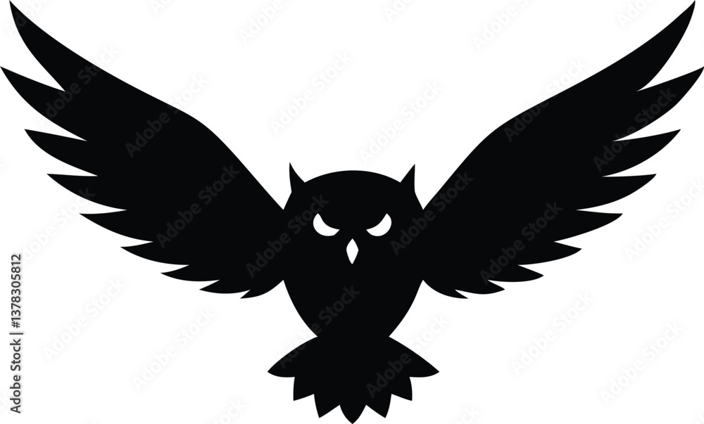 Obraz premium Majestic Owl Flying Silhouette with Transparent Background and Sharp Wing Detail