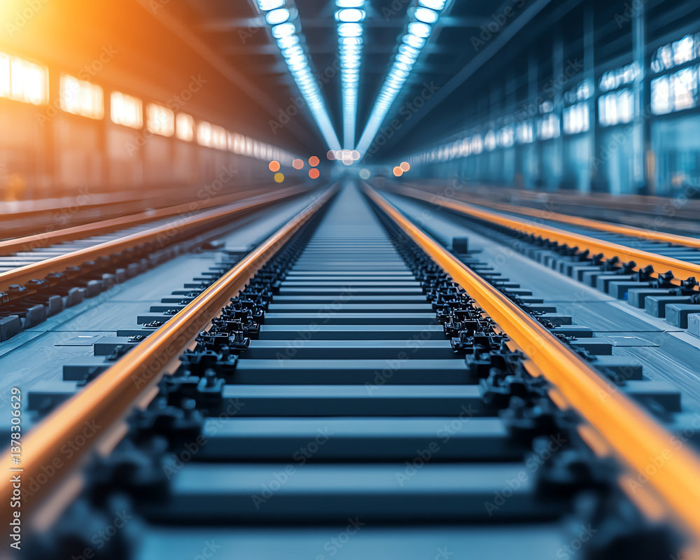 image showcases railway track extending into well lit industrial space, emphasizing importance of supply chain management image showcases railway track extending into well lit industrial space, emphasizing importance of supply chain management