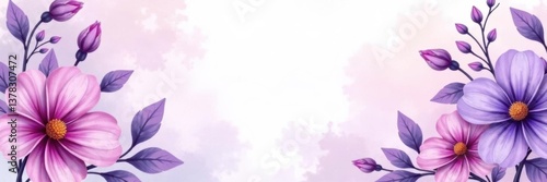 Purple watercolor floral funeral program design Elegant memorial service template , lavender, remembrance