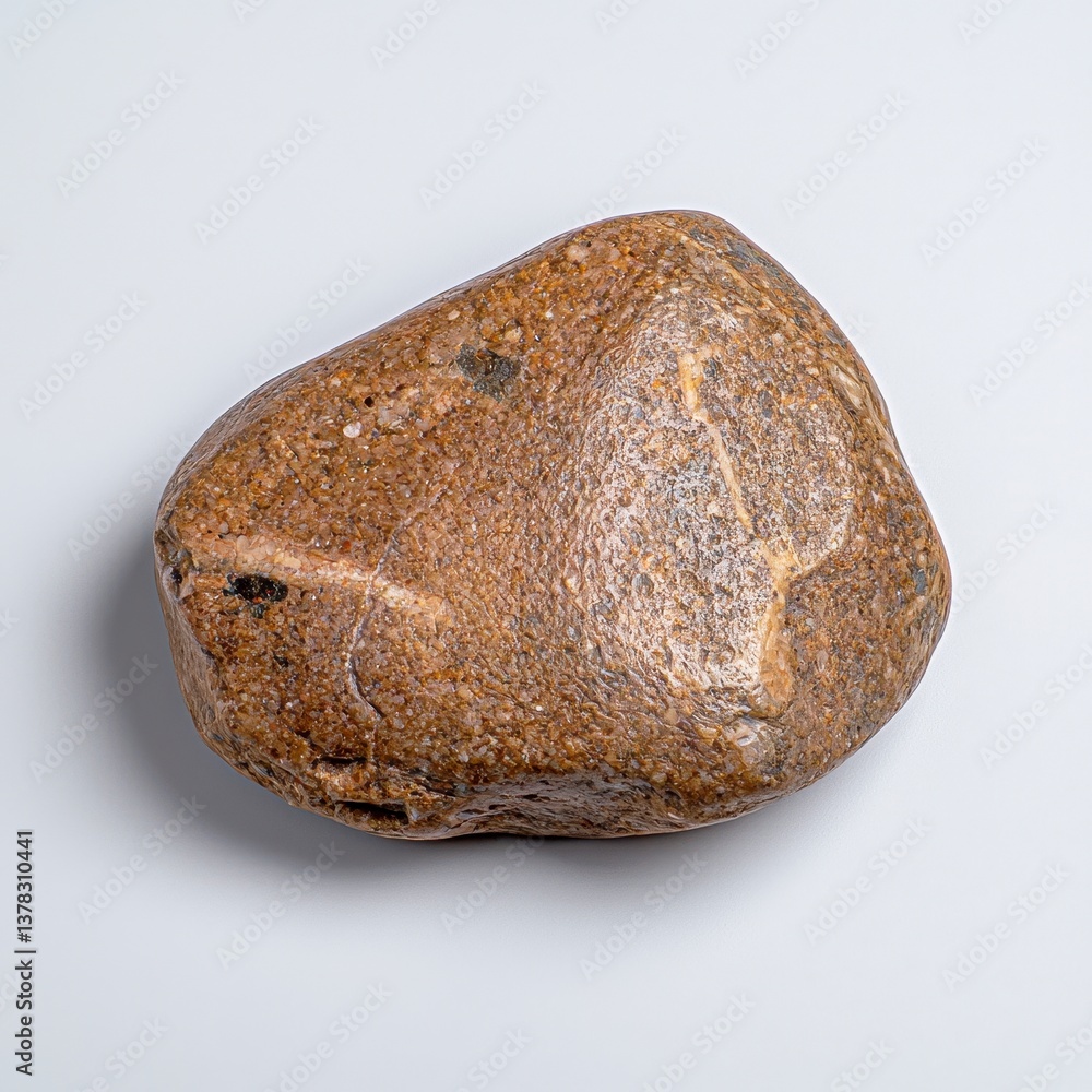 Fototapeta premium Close Up of a Light Brown Pebble on White Background
