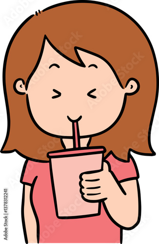 Illustration of woman drinking beverage

