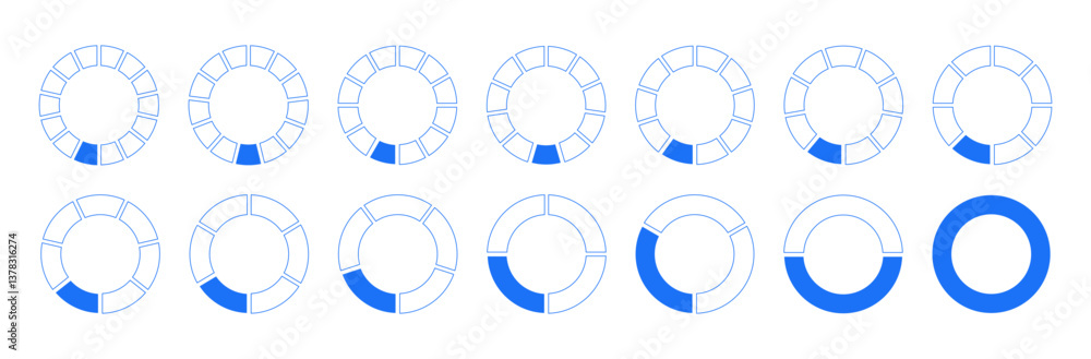 Circles divided diagram 1, 2, 3, 10, 7, 8, 9, 10, 11, 12, 13, 14 equal parts. Graph icon. Pie, pizza shape section charts. Coaching blank blue mockups. Set of segments wheel round divide infographic. Circles divided diagram 1, 2, 3, 10, 7, 8, 9, 10, 11, 12, 13, 14 equal parts. Graph icon. Pie, pizza shape section charts. Coaching blank blue mockups. Set of segments wheel round divide infographic.