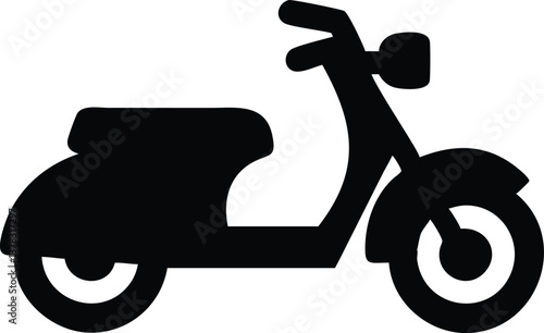 Classic Motor Scooter Silhouette with Transparent Background, Retro Icon Style
