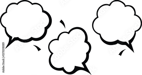 Comic Style Speech Bubbles Collection, Empty Dialog Clouds on White Backdrop
