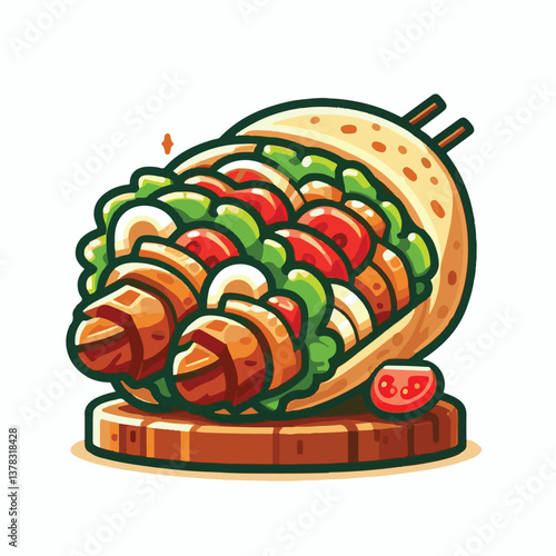 souvlaki, meat, greek, food, cuisine, meal, grilled, kebab, traditional, dinner, pork, chicken, background, lunch, grill, roasted, mediterranean, skewer, snack, plate, pita, onion, barbecue, dish, del