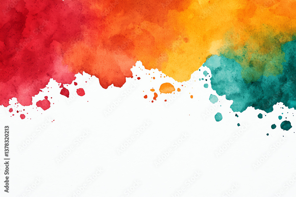 Obraz premium Vibrant paint splats create beautiful background pattern with mix of red, orange, and teal colors