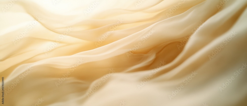 Gentle, flowing sheer fabric in soft cream hues creates an ethereal, dream-like atmosphere with its delicate waves. Gentle, flowing sheer fabric in soft cream hues creates an ethereal, dream-like atmosphere with its delicate waves.