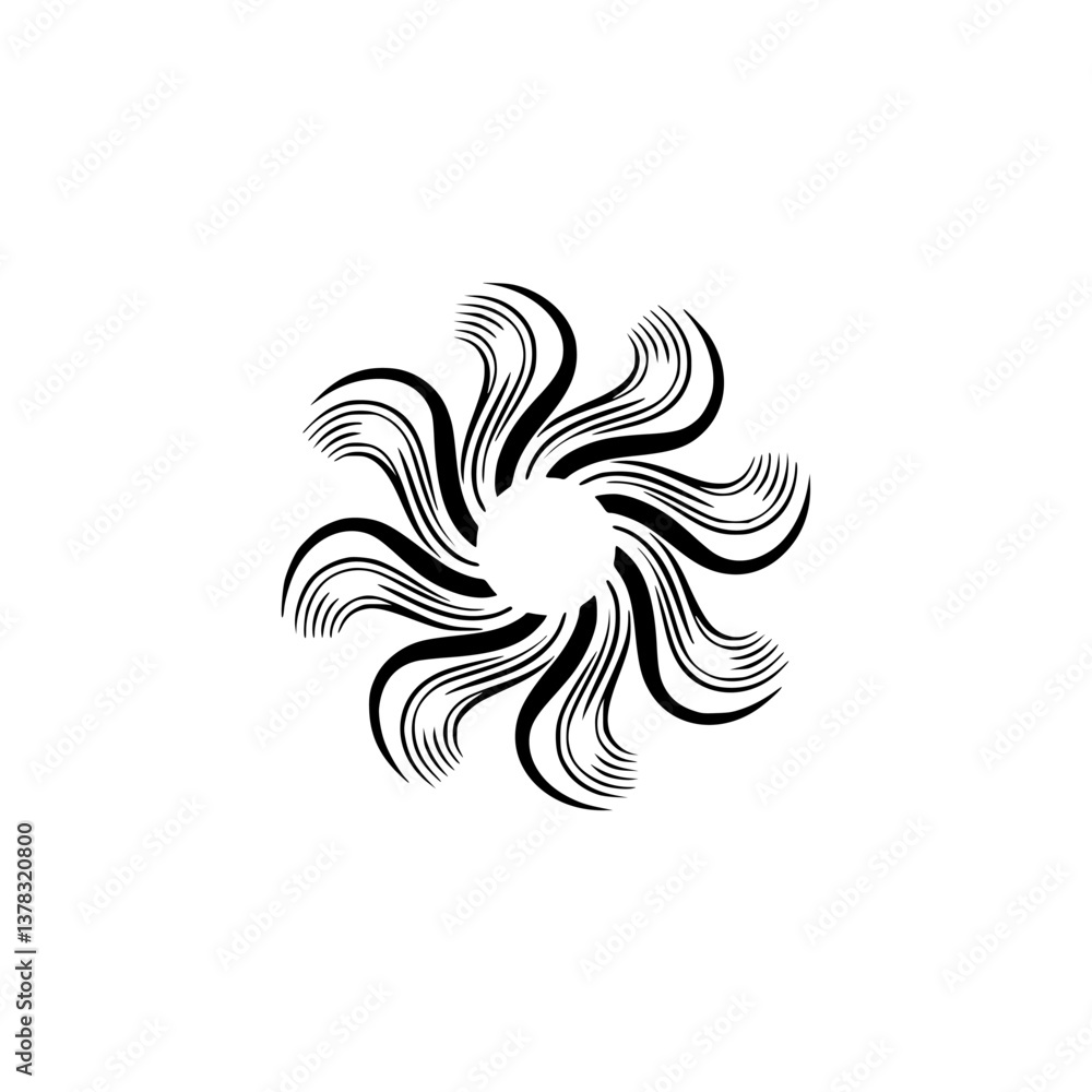 Fototapeta premium Elegant Black Swirl Floral Design on Cream Background