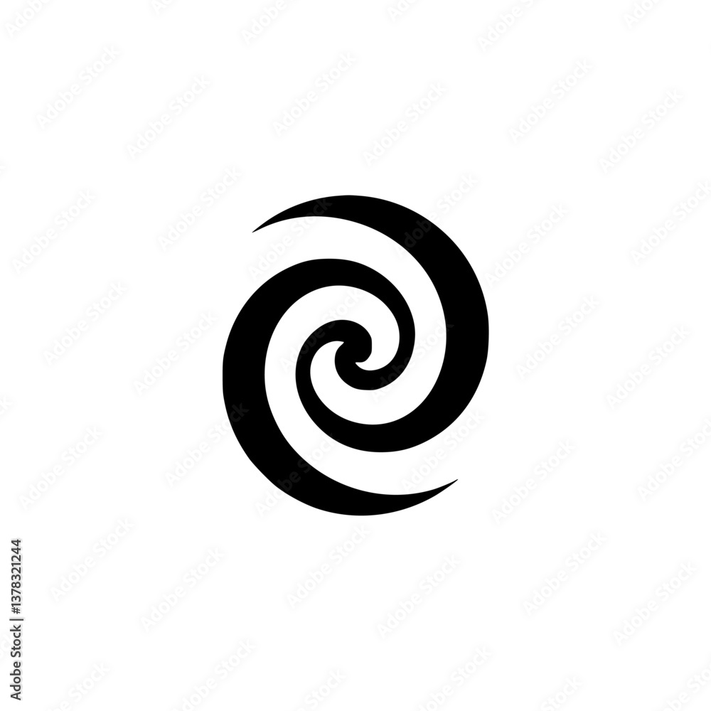 Abstract Black Spiral on Cream Background: Minimalism, Vector Art Abstract Black Spiral on Cream Background: Minimalism, Vector Art