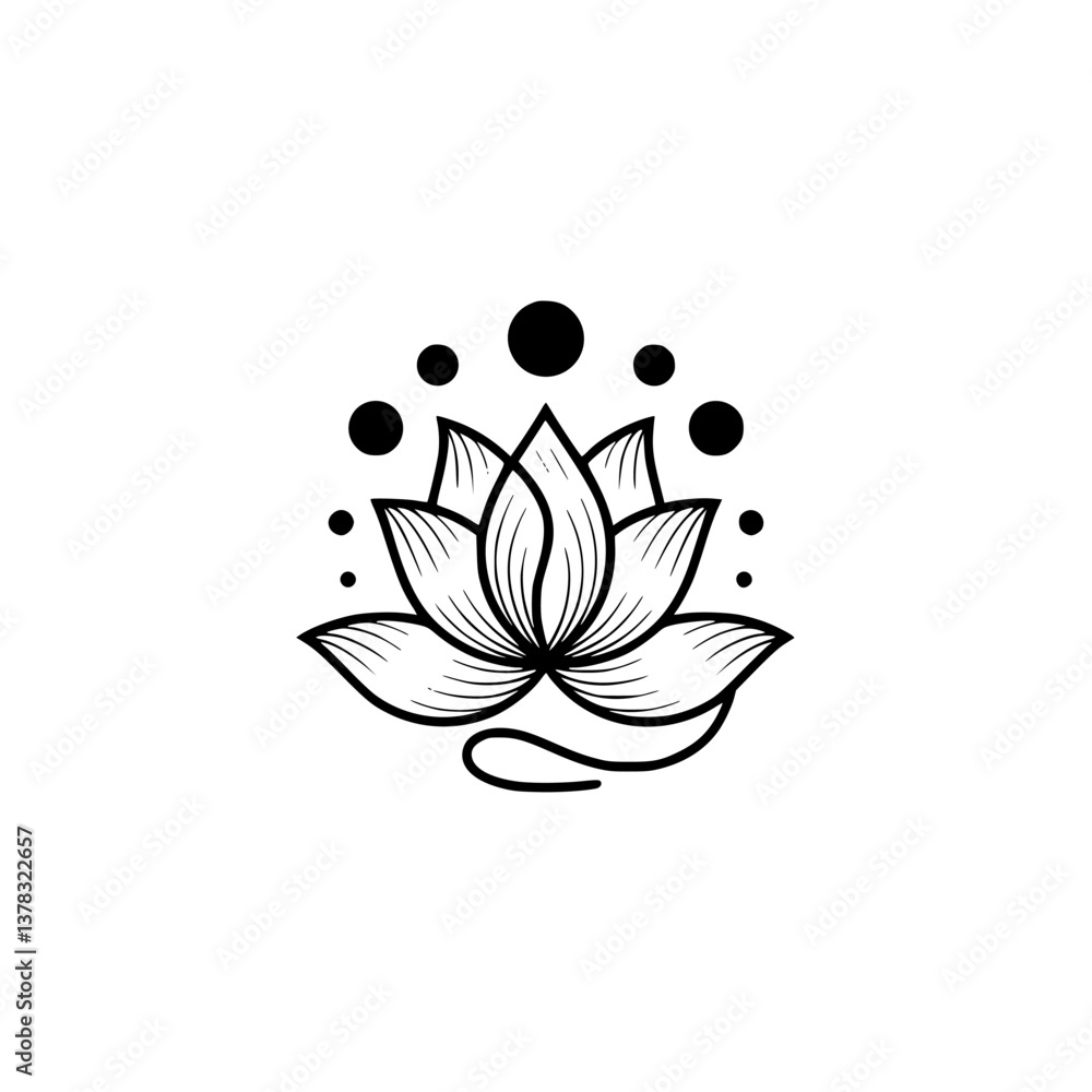 Fototapeta premium Minimalist Lotus Flower Logo - Zen, Spiritual, Yoga