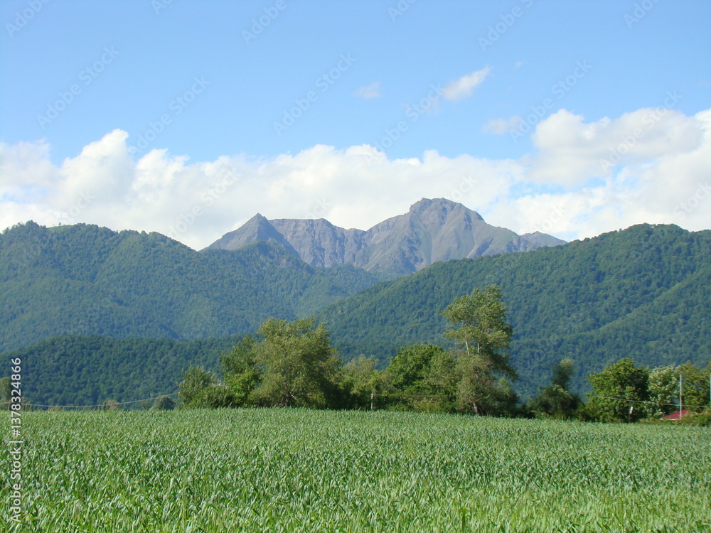 Obraz premium landscape with mountains and blue sky