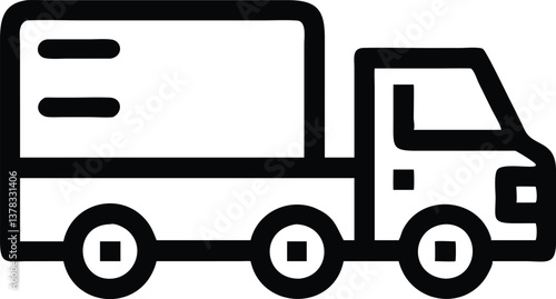 Delivery Truck Icon in Bold Outline Style on Transparent Background