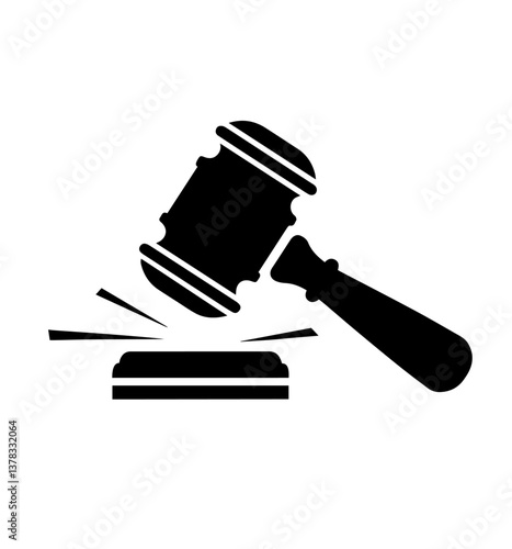 Gavel Striking the Wooden Block, Beginning of Court Proceedings, Acceptance of Evidence, Judicial Decision-Making Process. Judicial Authority, Legal Decisions, Court Process