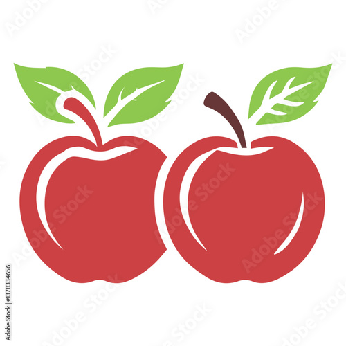 Grouped Apples, Minimalist vector apple rendered in rich red tones with smooth gradients that add a subtle three-dimensional effect.