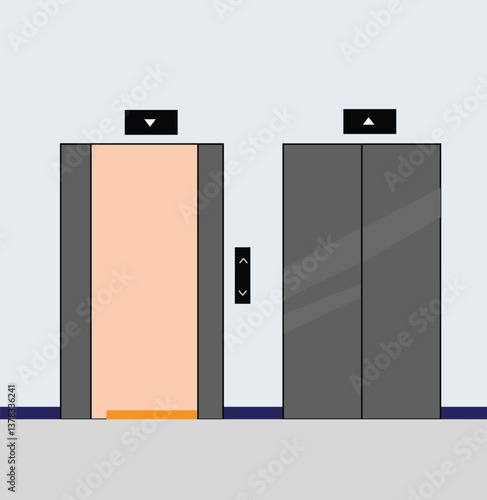 modern elevators.open and closed elevator doors.