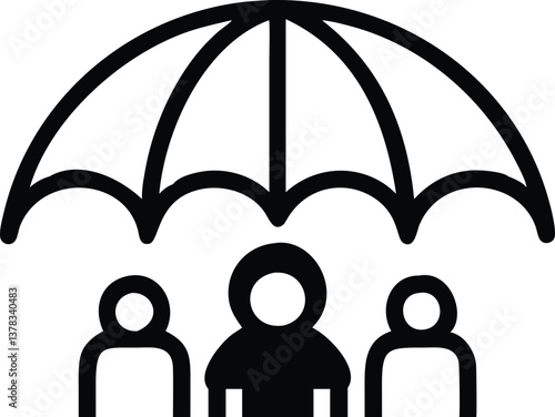 People Under Umbrella Icon Isolated on Transparent Background Protection and Coverage